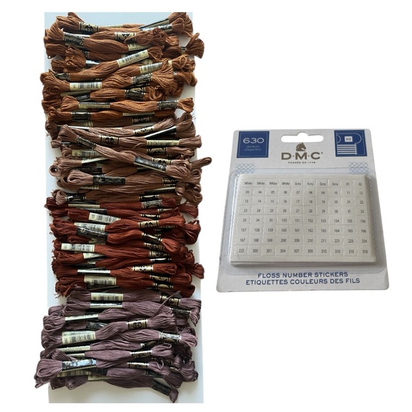 NEW 100 Skeins DMC 6 Strand Embroidery Floss & Embroidery Floss Number Stickers - Picture 1 of 8